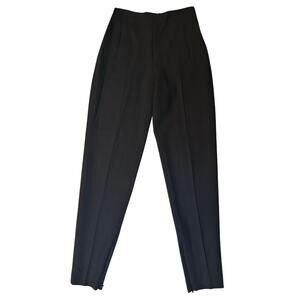 The Row Cat Stretch Wool Twill Tapered Pants Black size 2 High Waist Zip Pocket